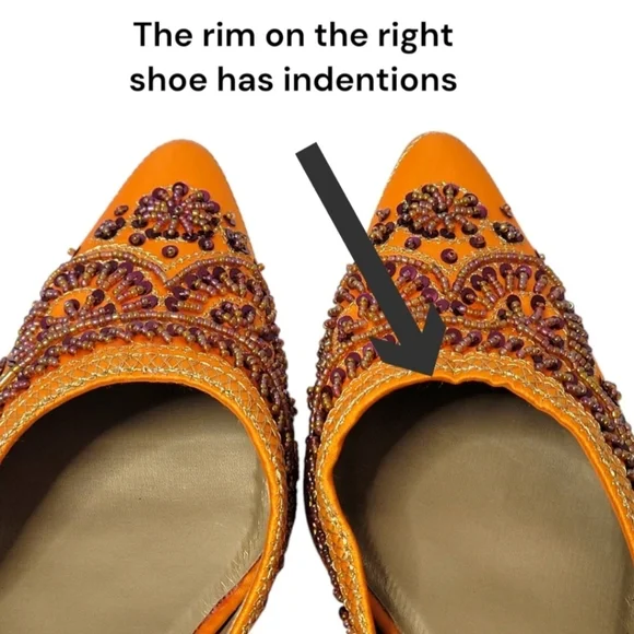 Classique Orange Hand Beaded Kitten Heel Mules Size 7W - Picture 9 of 11